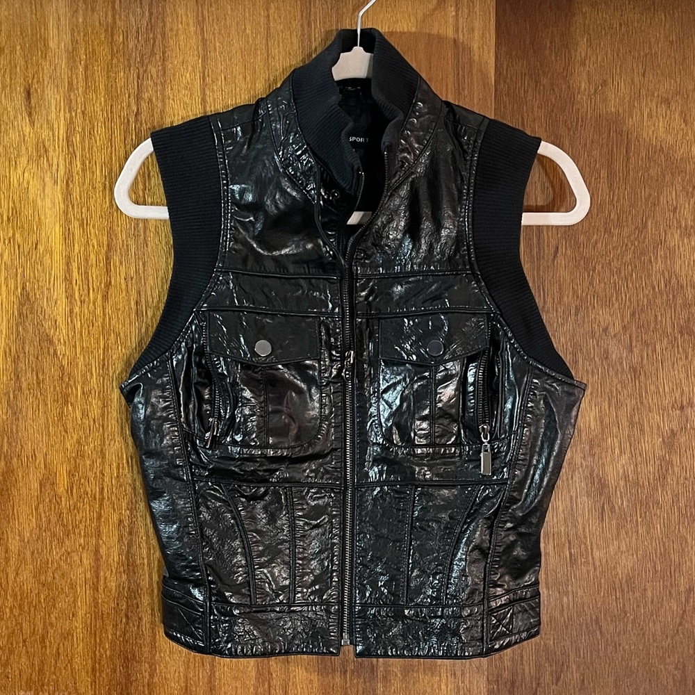 BEBE SPORT Leather Vest in Black Sz M